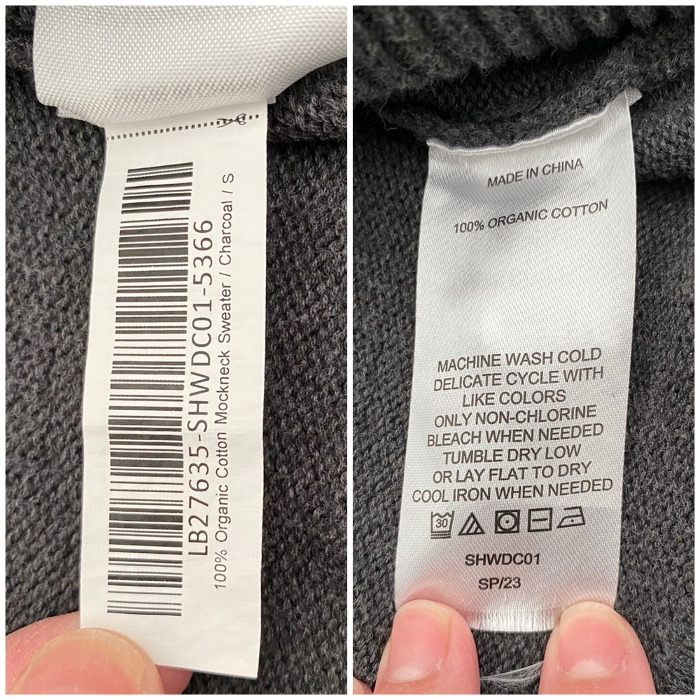 Sold Quince Organic Cotton Charcoal Grey Mock Neck Sweater Small - Picture 14 of 16